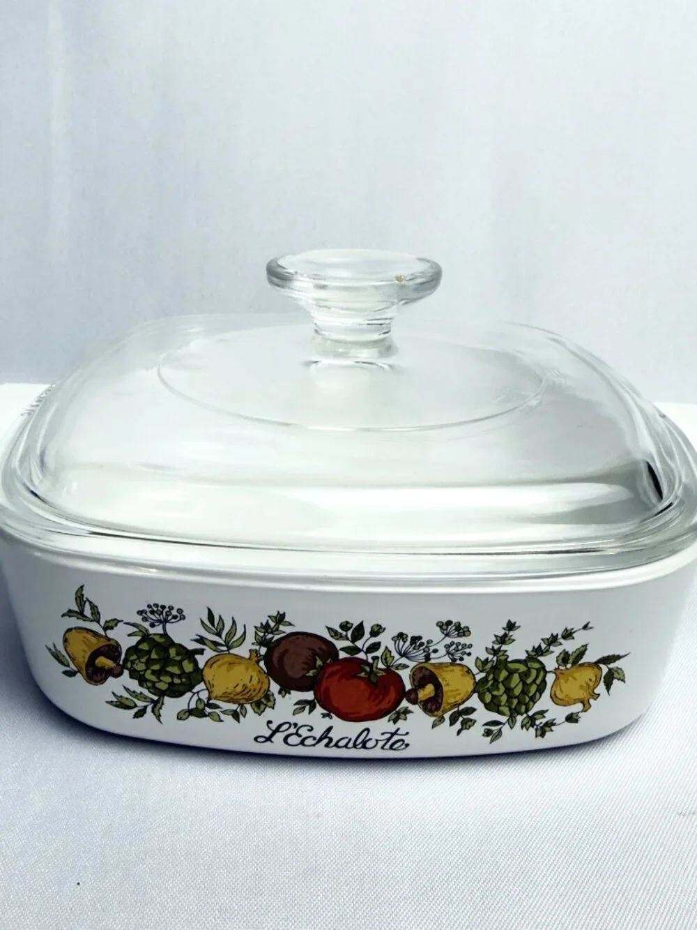 Corning Ware Vintage Spice of Life L’Echalote Casserole Dish w/ Pyrex Lid 1 Qt